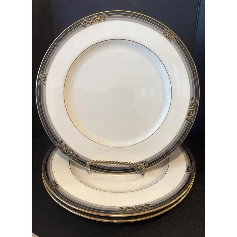 Noritake Spell Binder Dinner Plates Plate Set Of 3 #9733 Bone China Japan VTG